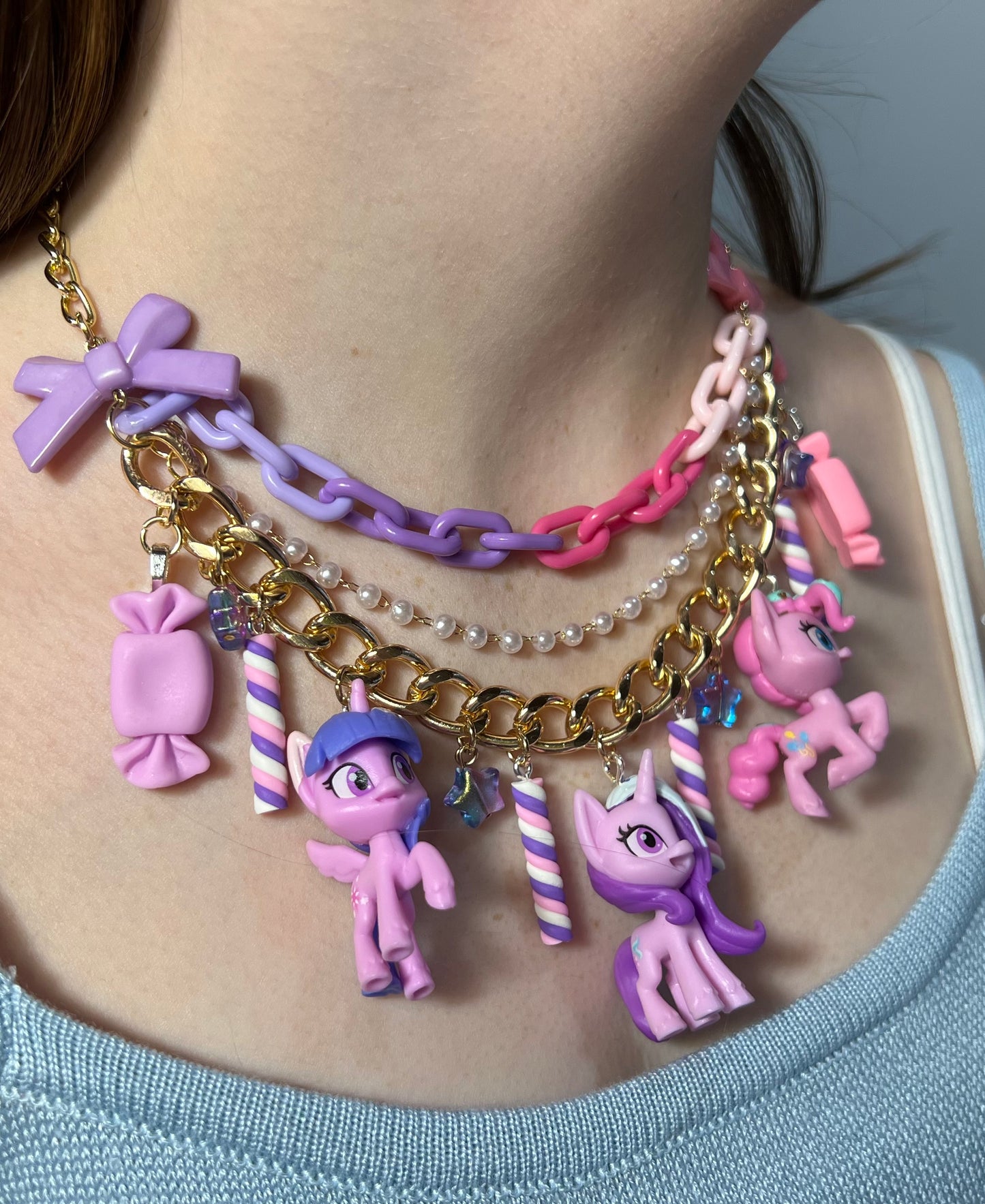 Pink & Purple Magic Pony Statement Necklace