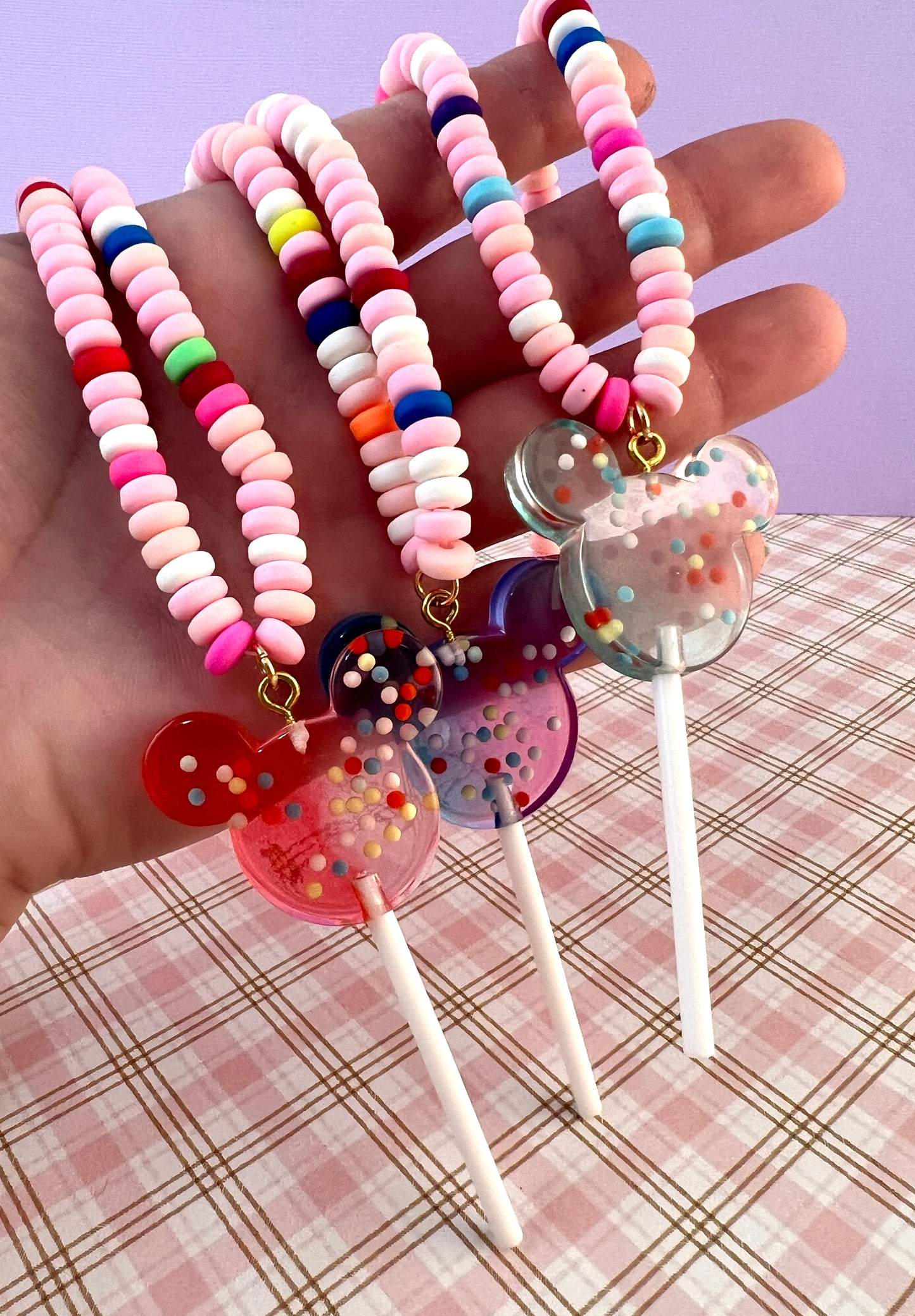 Faux Lollipop Candy Necklace