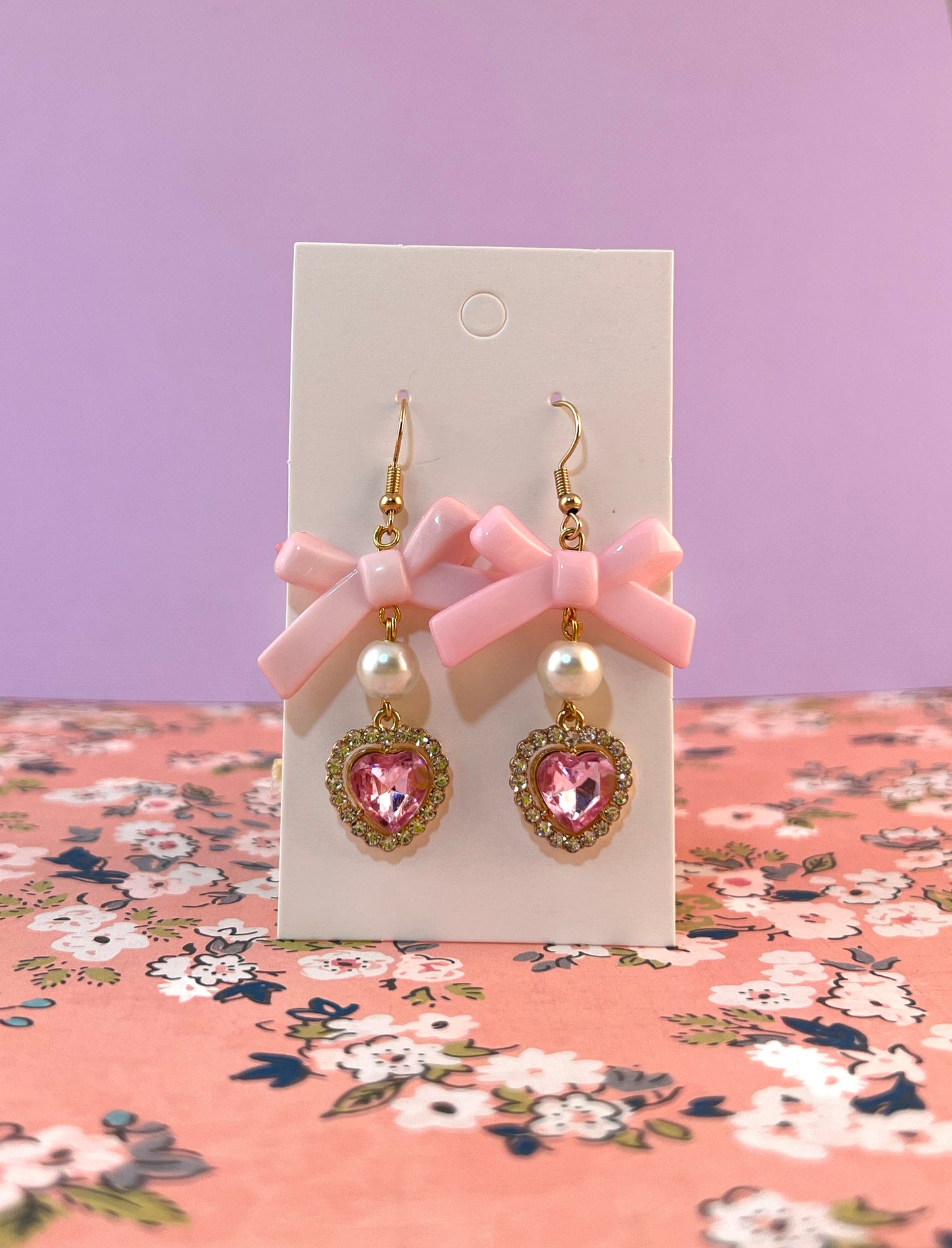 Heart Jewel Statement Earrings